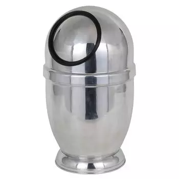 Dulton Trash Can Silver L Aluminum Dust Bin Mirror Finish Glossy Shiny Lid with Inner Bucket Trash Can Freestanding Living Room Study Room Indoor
