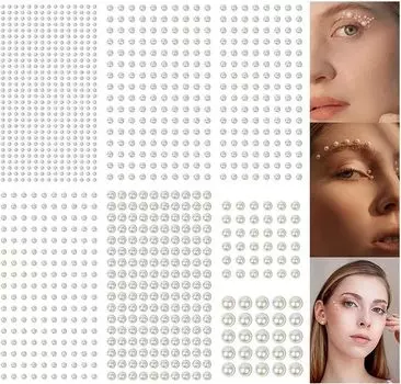 DUOLEIMI Pearl Pearl Face 7 Rhinestone Eye Makeup Deco Nail Decoration DIY Decoration Stickers, Seals, Stickers, Pieces, Self-Adhesive Stickers, жемчужный