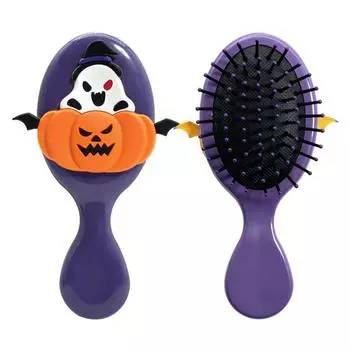 Durable Compact Round Folding Comb with Mirror Pumpkin Scalp Anti Static Handle Comb Fine-Tooth Cartoon Pocket Hair Brush Girl
