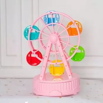 Durable Easy to Use Ferris Wheel Music Box Plastic Exquisite Rotating Music Box Cartoon Cake Model Ornaments Table синий