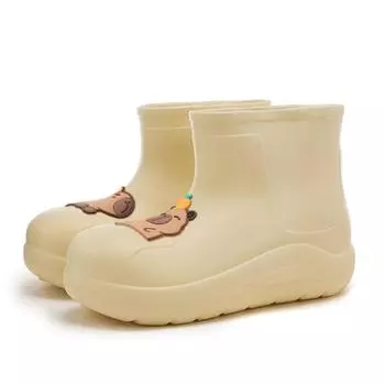 Durable EVA Women Rain Boots Cartoon Capybara Low Boots Anti-slip Wear-resistant Waterproof Gumboots Rain Shoes 36-37Foot length(230mm) зелёный