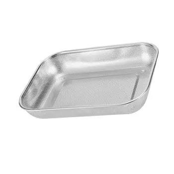 Durable Rectangular Stainless Steel Mesh Colander For Efficient Fruit Vegetable Draining Multi Size Kitchen Strainer Options S