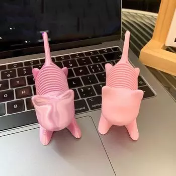 Durable Spring Cat Ornament Novelty Spring Cat Model 3D Printing Spring Cat Home Decoration светло-розовый