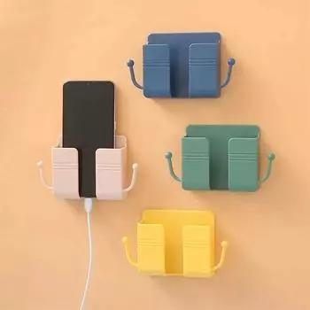 Durable Wall Mounted Storage Box USB Charging Stand Remote Control Organizer Wall Holders Phone Charging Holder Rack жёлтый