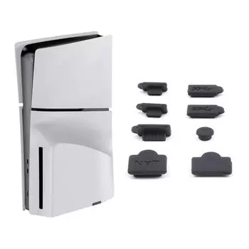 Dust Plug Game Console Силиконовый пылезащитный чехол для PS5 Slim LAN Type-C USB Dock Пылезащитный чехол для игровых аксессуаров Черный