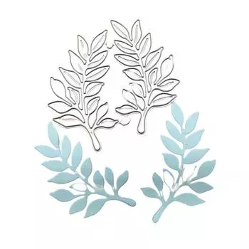 Два оливковых листа художественный фон Скрапбукинг металлические штампы трафареты для DIY альбом декор бумажной карты серебряный