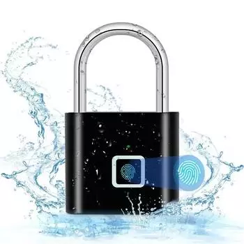 Дверной замок с зарядкой через USB, отпечаток пальца, умный замок, быстрая разблокировка, металлический чип из цинкового сплава, 20 отпечатков пальцев чёрный