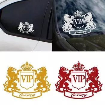 Двойная львиная корона VIP-письмо мотоцикла украшение автомобиля светоотражающая наклейка наклейка жёлтый