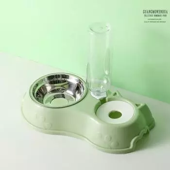 Двойная миска для питья и кормления домашних животных, миска для кошачьей еды, нескользящая миска для еды из нержавеющей стали, посуда для корма для домашних животных