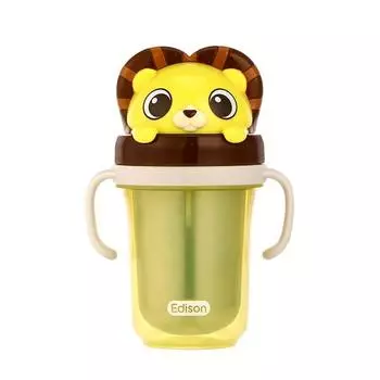 Двойная соломенная чашка Edison Friends с защитой от проливания, 2 шт., 300 мл, Lion Hyan, 1 шт.