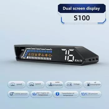 Двойной экран Автомобильный спидометр Цифровой HUD ODB Спидометр Проектор на лобовое стекло Напряжение Проекционный дисплей для грузовых автомобилей