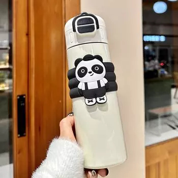 Двойной напиток Red Panda большой емкости чайник термос чашка детский мультфильм милый соломенный стакан портативный стакан для воды веревка 520ml