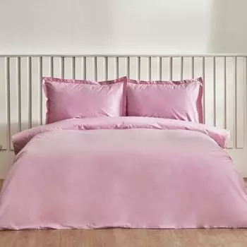 Двойной пододеяльник в полоску Karaca Home Cool Touch Stripe, розовый