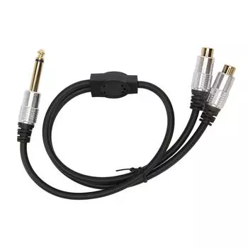 Двойной RCA на 6,35 мм Y-образный разветвитель кабеля, позолоченный двойной RCA гнездо на 6,35 мм 14 дюймов TS моно