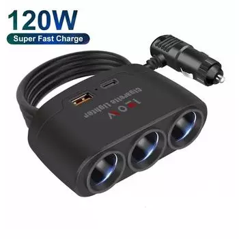 Двойной USB 3 в 1 разъем 120 Вт автомобильный прикуриватель разветвитель 12 В 24 В быстрое зарядное устройство адаптер питания телефона для автомобильного видеорегистратора GPS видеорегистратор