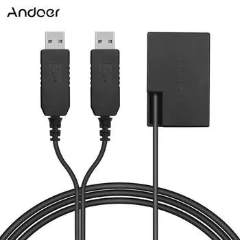 Двойной USB-адаптер питания, сменный адаптер постоянного тока DR-E17, фиктивный аккумулятор для Canon 77D 200D чёрный