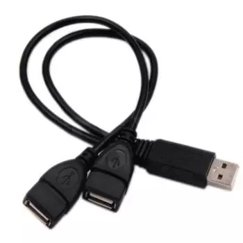 Двойной USB-кабель расширения с разъемом USB A2.0 Male, кабель для зарядки и передачи данных для одновременной зарядки A