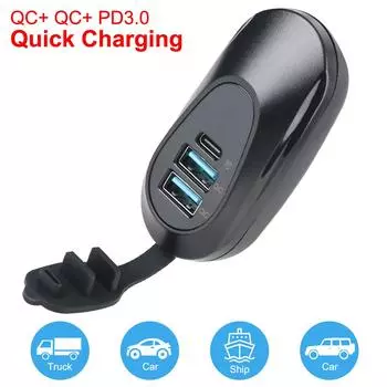 Двойной USB + PD3.0 порт автомобильный USB разъем зарядное устройство универсальный для кемпера каравана лодки автобуса грузовика настенное крепление USB розетка USB адаптер для розетки замена 12 В-24 В 2QC and PD