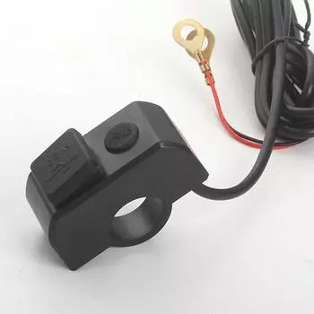 Двойной USB-порт, зарядное устройство для руля мотоцикла, от 12 В до 5 В, 3a, адаптер для быстрой зарядки, розетка для телефона чёрный