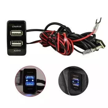 Двойной USB-разъем для зарядного устройства, аудиоадаптер для Toyota 4Runner Highlander FJ Cruiser