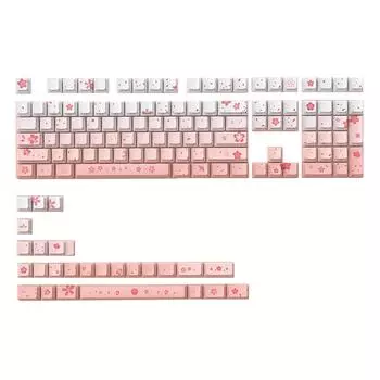 Двойные колпачки для клавиш из ПБТ, 134 клавиши Sakura, изготовленные на заказ колпачки для клавиш с дополнительной боковой подсветкой, колпачки для клавиш MX Switch, механическая клавиатура