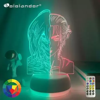 Двухцветная 3D-лампа для геймера в стиле аниме, светодиодный ночник, 7/16 цветов, пульт дистанционного управления, фигурки для дома, спальни, лампы, декоративный подарок No Remote Control чёрный