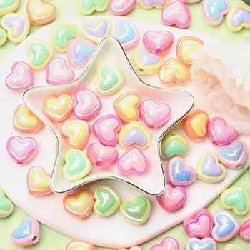 Двухцветные DIY ювелирные аксессуары Love Heart акриловые изделия ручная работа УФ ослепление 3D креативный браслет свободные бусины материал 10 шт серьги жёлтый
