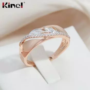 Двухцветные роскошные кольца Kinel из розового золота и серебра для женщин 7 розового золота