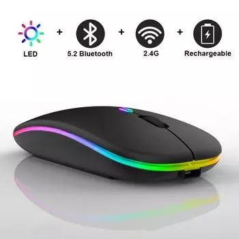 Двухрежимная беспроводная 2.4G Bluetooth 5.0 бесшумная мышь для ноутбуков Apple - перезаряжаемая для тихого использования в офисе
