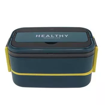 Двухслойный Bento Box 316 из нержавеющей стали с отсеком, портативный ланч-бокс со столовыми приборами для работы L синий/зелёный