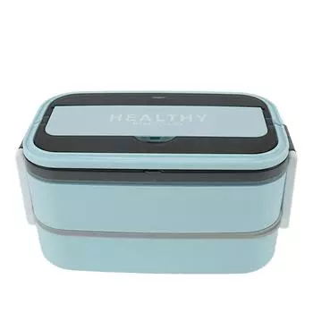 Двухслойный Bento Box 316 из нержавеющей стали с отсеком, портативный ланч-бокс со столовыми приборами для работы L небесно-голубой