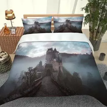 Двуспальное постельное белье 3D пододеяльник комплект для детей Строительство замков 3 шт Роскошное постельное белье односпальное одеяло покрывало Queen King W90xL190cm