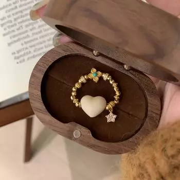 Двустороннее кольцо Love Star Flower с бусинами и эластичной веревкой, женское нишевое дизайнерское кольцо Sense Retro, универсальное кольцо