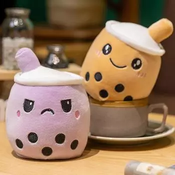 Двусторонние плюшевые игрушки Bubble Tea Secret Pouch Boba Plushie Doll Мягкая плюшевая кукла Boba Milk Tea Креативный детский подарок на день рождения 15cm