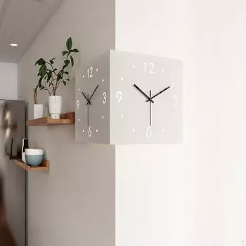 Двусторонние угловые настенные часы, не тикающие, тихие, подарок на новоселье, квадратные, декоративные для