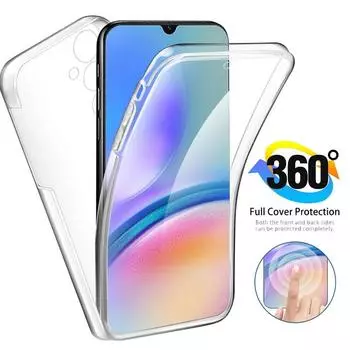 Двусторонний чехол на 360 градусов для Samsung Galaxy S24 S23 Ultra Plus FE A05 A05S A15 A25 A35 A55 A04 A04S A14 A24 A34 A54 5G 4G, прозрачный мягкий чехол For Samsung S24 Ultra чистый