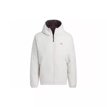 Двусторонний пуховик Adidas с капюшоном и буквенным логотипом, мужская верхняя одежда, бежевый IS0372 XXL