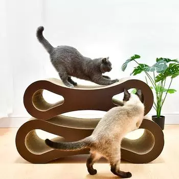 Двусторонняя когтеточка Infinity Ultimate Cat Scratcher Lounge, изготовленная из переработанного гофрированного картона, прочная и длинная 65cm