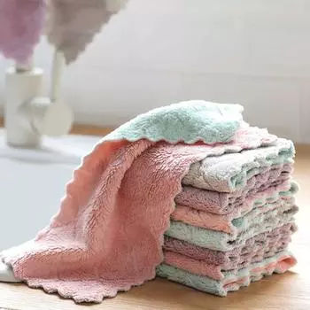Двусторонняя салфетка для мытья посуды Коралловая флисовая тряпка Kitchen Clean Антипригарное масло Ленивое полотенце для мытья посуды Ананасовая решетка для посуды красный