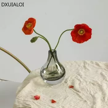 DXUIALOI Nordic Creative Цветная прозрачная стеклянная ваза Подарок на новоселье Для дома Гостиная Цветочная композиция Ваза Украшение