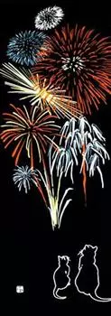 Dyeing Anbo Hand Towel and Authentic Dyed Cotton Tokuoka Made in Japan 35cm x 100cm Fireworks Cat 100%