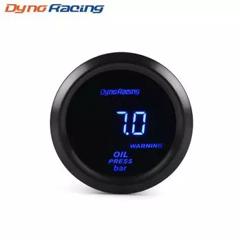 Dynoracing 2 52 мм Манометр давления масла Цифровой 0-7 бар Манометр давления масла Синий светодиод с датчиком Автомобильный счетчик