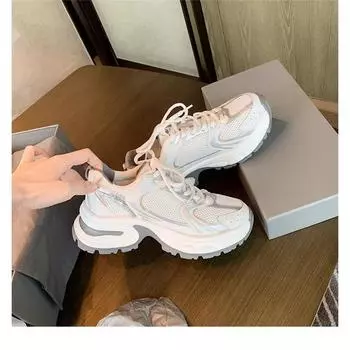 Дышащие женские кроссовки с мелкой сеткой Zapatos Para Mujer на шнуровке, увеличивающие рост, для отдыха, супермодные спортивные летние кроссовки Sapato 35