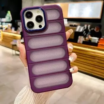 Дышащий сетчатый чехол для телефона для iPhone 15 14 13 12 Pro Max Plus, однотонный одноцветный чехол с защитой от падения For iPhone 15