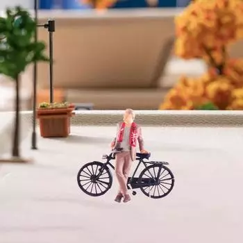 Джентльмен Кукольный Велосипед 1/64 Люди Игрушки Игровой Набор Винтаж 3D Смола Ретро Велосипед Игрушка Фотография для Диорамы Песочный Стол Сделай Сам Сцена чёрный
