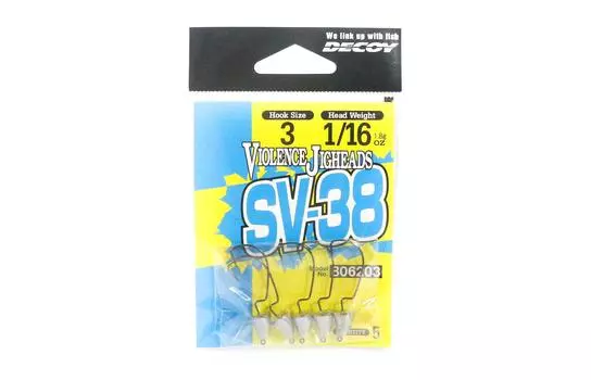 Джиг-головка Decoy SV-38, крючок для джиг-головки Darting Violence, размер 3, 1/16 унции (6203)