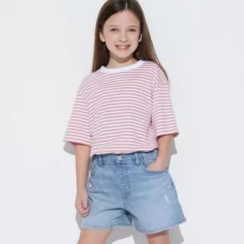 ДЖИНСОВЫЕ КОРОТКИЕ БРЮКИ UNIQLO ДЛЯ ДЕВОЧЕК ПОВРЕЖДЕНИЕ