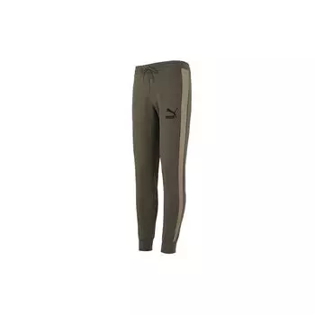 Джоггеры Puma Iconic T7 Logo Print Panel Мужские брюки Оливково-зеленый 531381-44