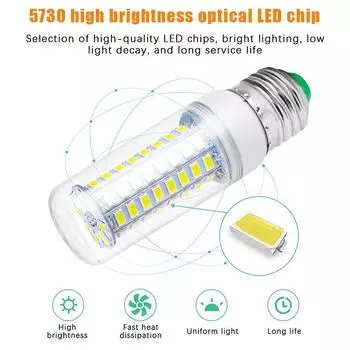 E27 Led Corn Super Bright Light Bulb 72 Led Smd 5730 Light Bulb 220V Fixture Home Chandelier Candle Light Bulb теплый белый