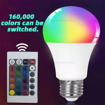 E27 RGB LED Light Bulb 220V with IR Remote Control Color Changing Multicolor + White Lamp Spotlight for Bedroom Party Home Decor